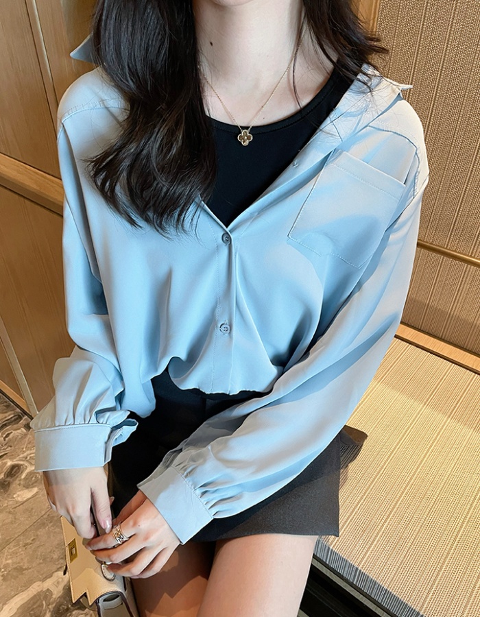 Pseudo-two temperament shirt niche loose tops for women