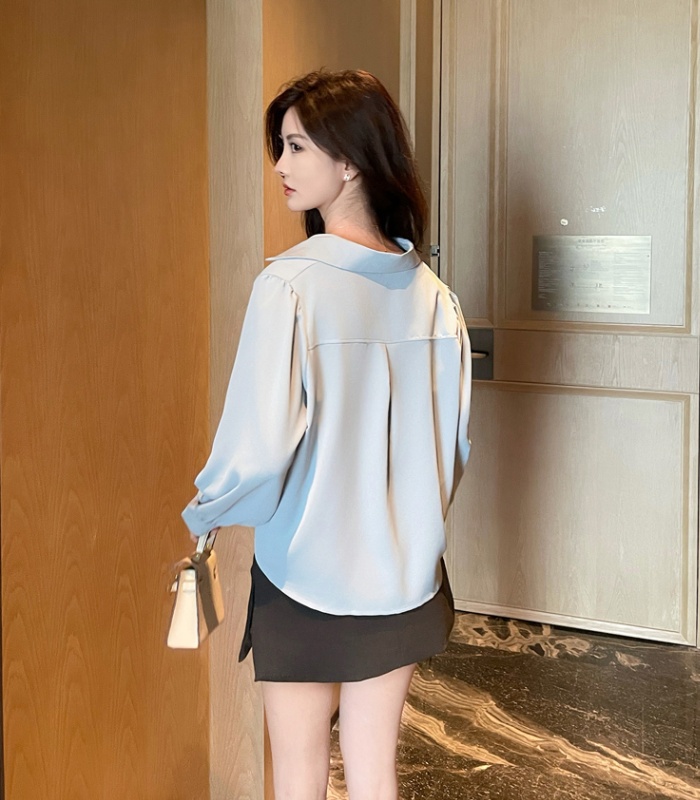 Pseudo-two temperament shirt niche loose tops for women