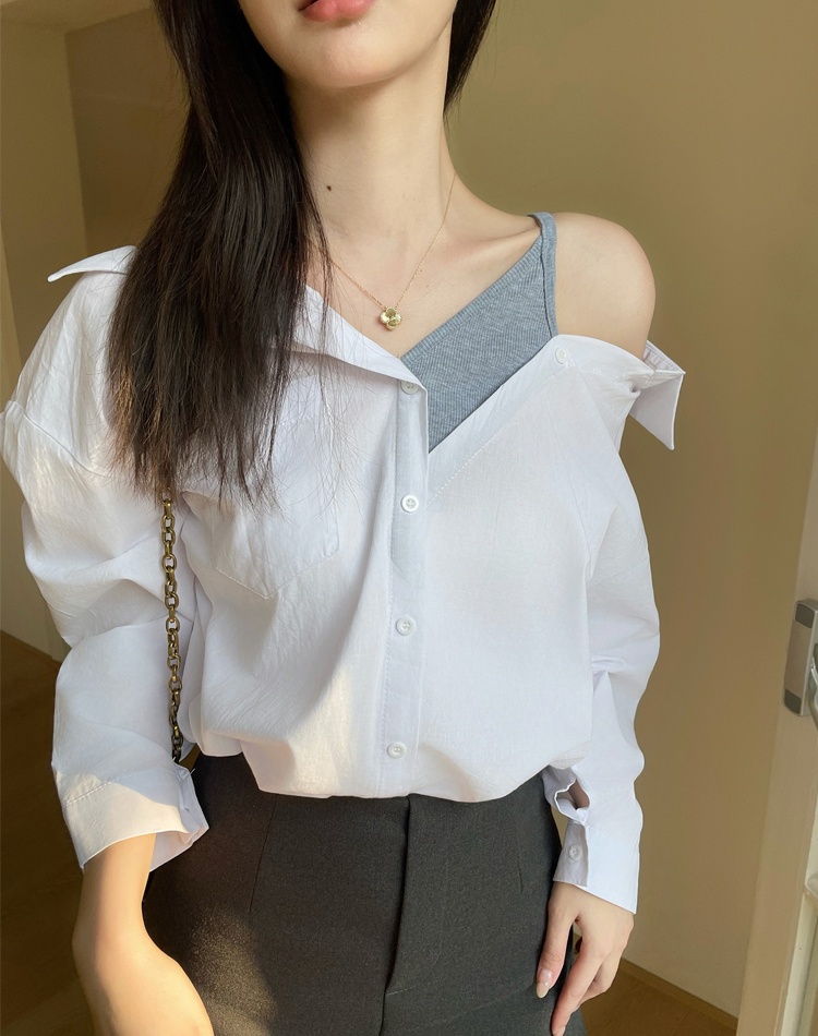 Loose white tops niche France style shirt for women