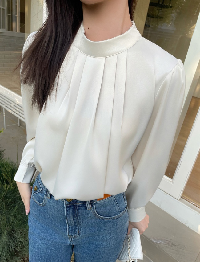 Satin commuting shirt pure chiffon shirt for women