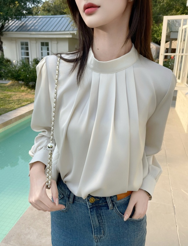 Satin commuting shirt pure chiffon shirt for women