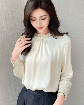 Beading spring tops long sleeve flowers shirt for women