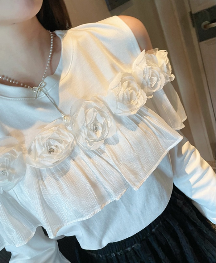 Commuting beading tops flowers T-shirt for women