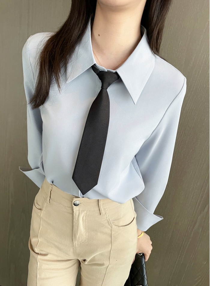 Blue inside the ride chiffon shirt Casual commuting shirt