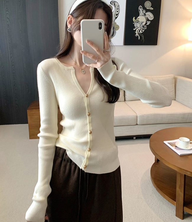 V-neck bottoming sweater Western style tops for women