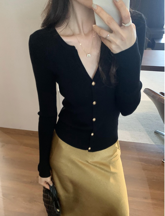 V-neck bottoming sweater Western style tops for women