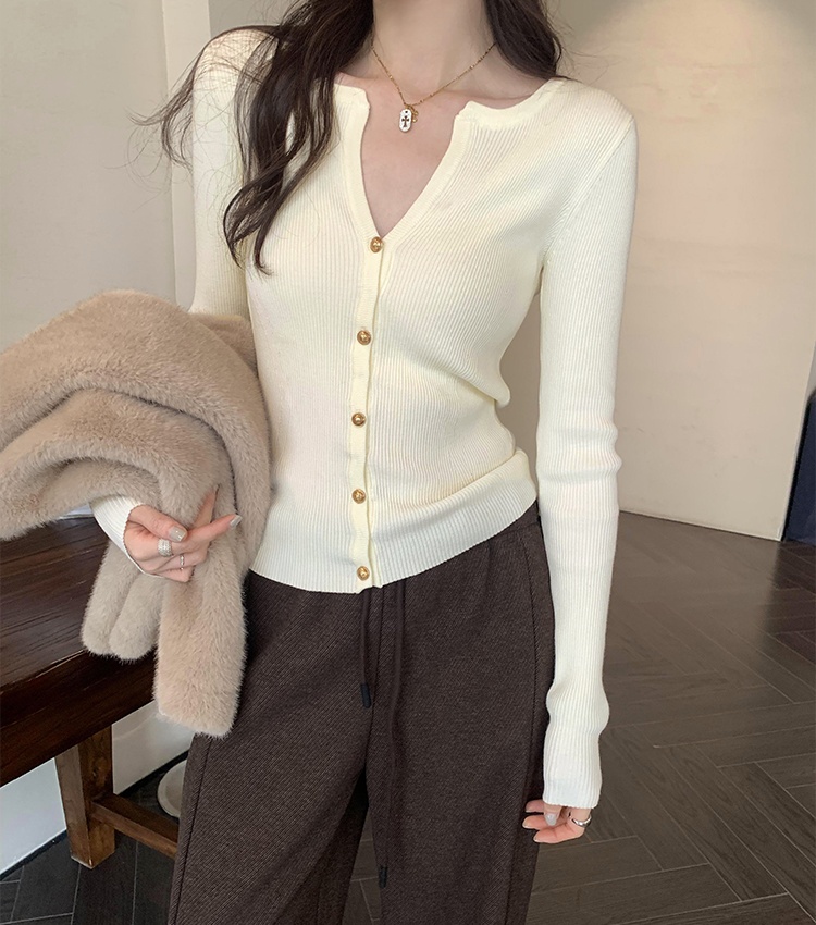 V-neck bottoming sweater Western style tops for women