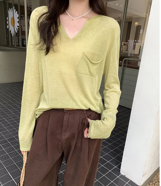 Long sleeve V-neck bottoming shirt autumn and winter tops