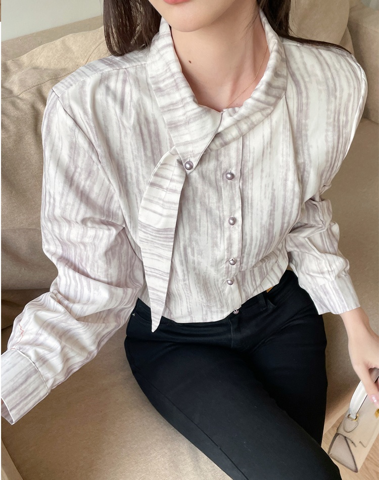 Vertical stripes niche shirt streamer tops for women