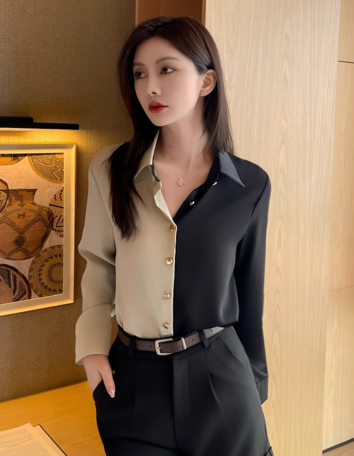 All-match spring long sleeve shirt loose lapel tops