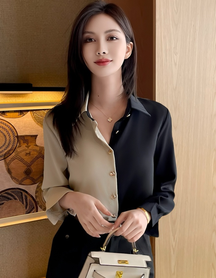 All-match spring long sleeve shirt loose lapel tops