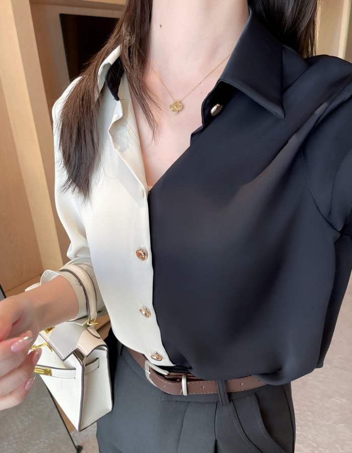 All-match spring long sleeve shirt loose lapel tops