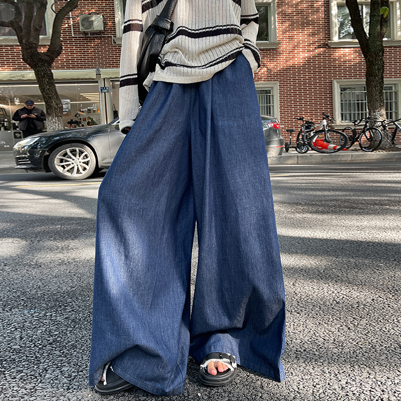 Spring straight wide leg pants lengthen jeans for women