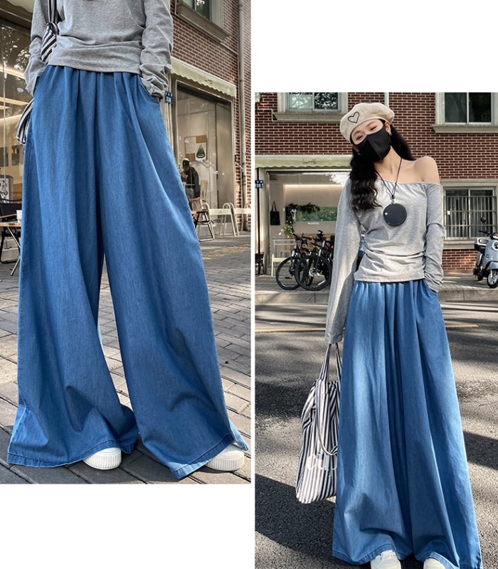 Spring straight wide leg pants lengthen jeans for women