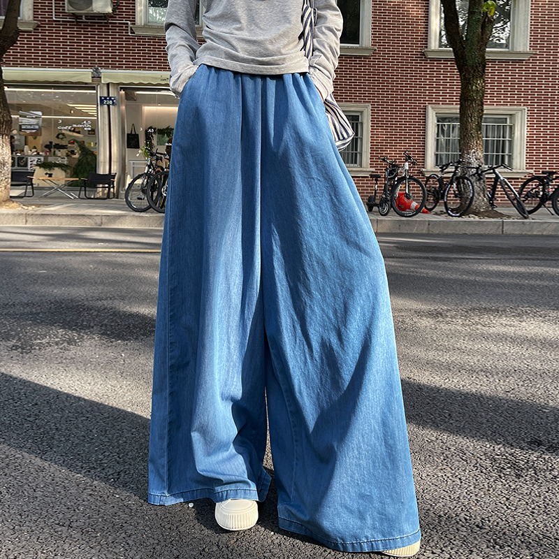 Spring straight wide leg pants lengthen jeans for women