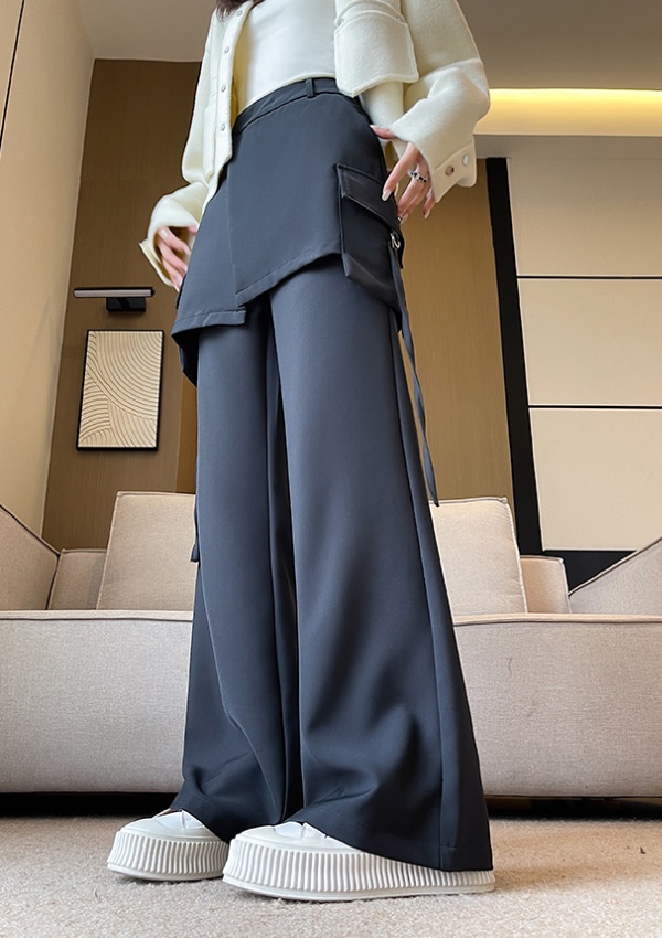 Wide leg casual pants straight suit pants for women