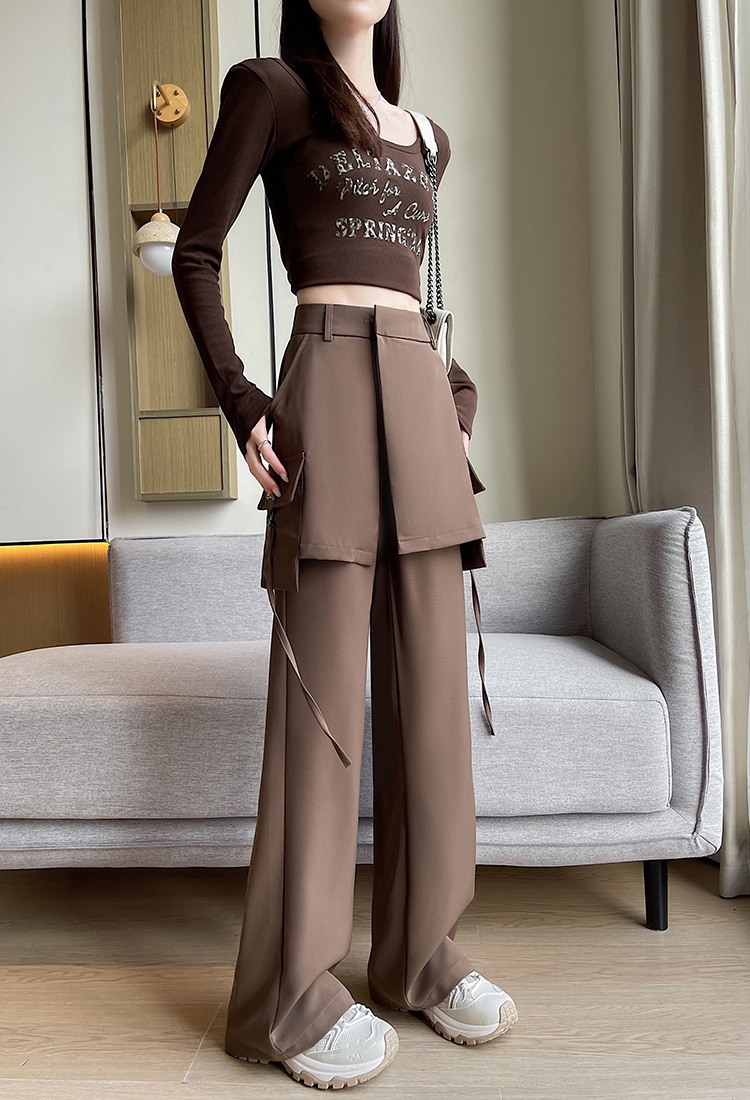 Wide leg casual pants straight suit pants for women