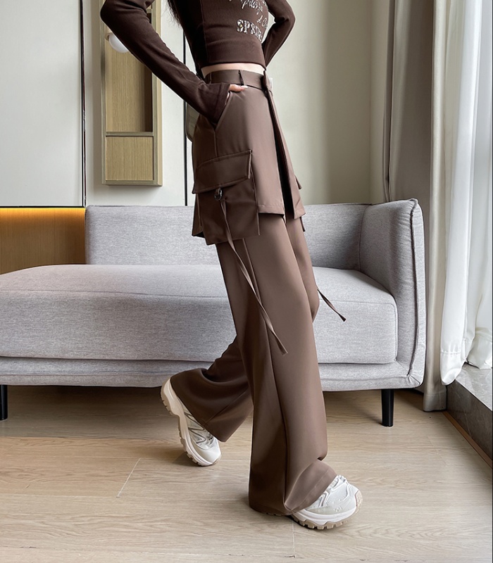 Wide leg casual pants straight suit pants for women