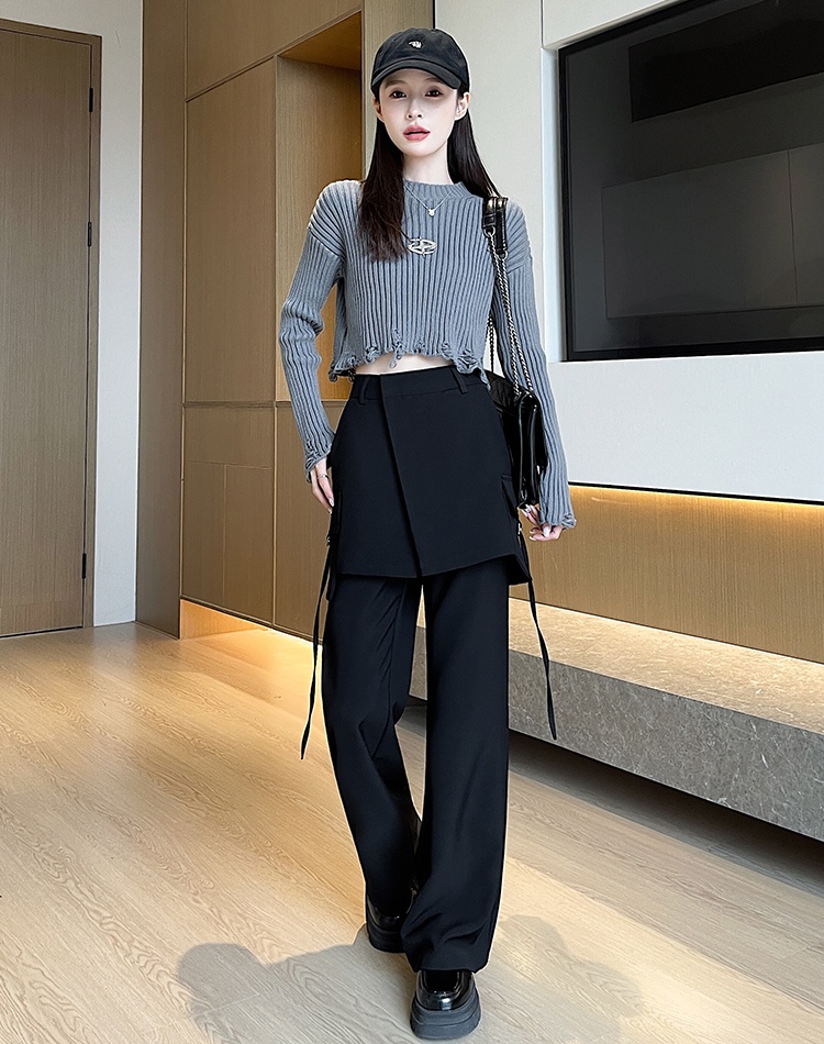 Wide leg casual pants straight suit pants for women