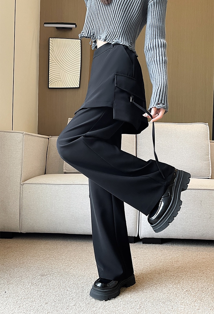 Wide leg casual pants straight suit pants for women