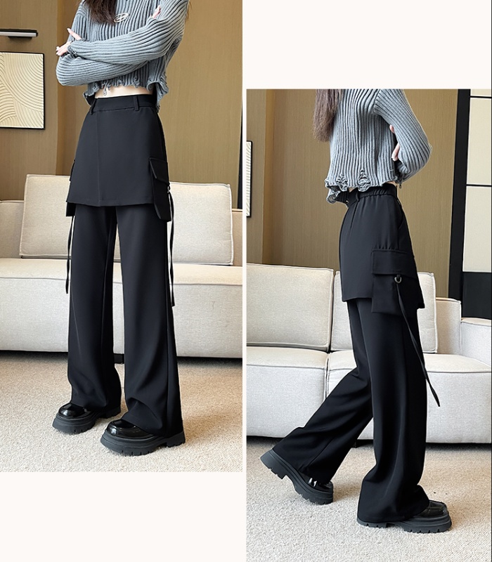 Wide leg casual pants straight suit pants for women