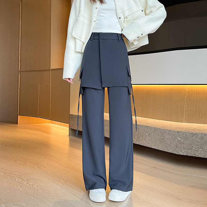 Wide leg casual pants straight suit pants for women