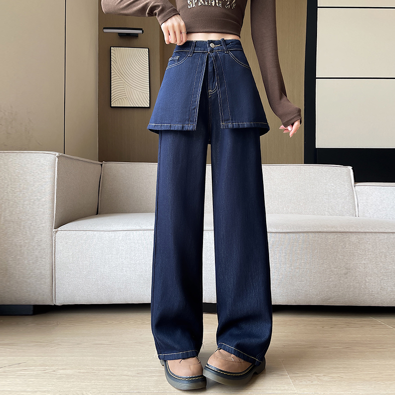 Retro micro speaker culottes Pseudo-two spring pants