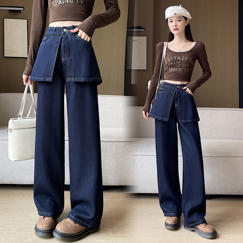 Retro micro speaker culottes Pseudo-two spring pants