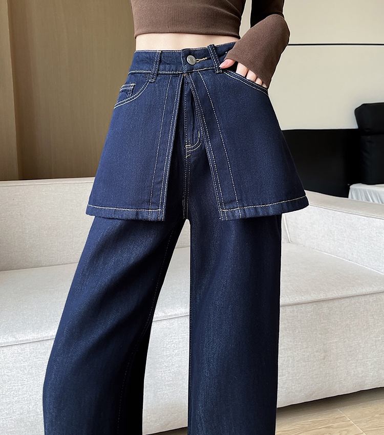 Retro micro speaker culottes Pseudo-two spring pants