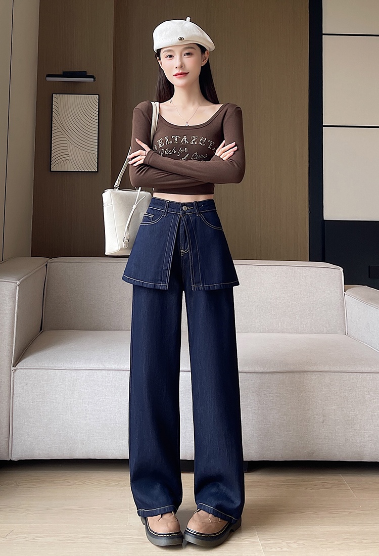 Retro micro speaker culottes Pseudo-two spring pants