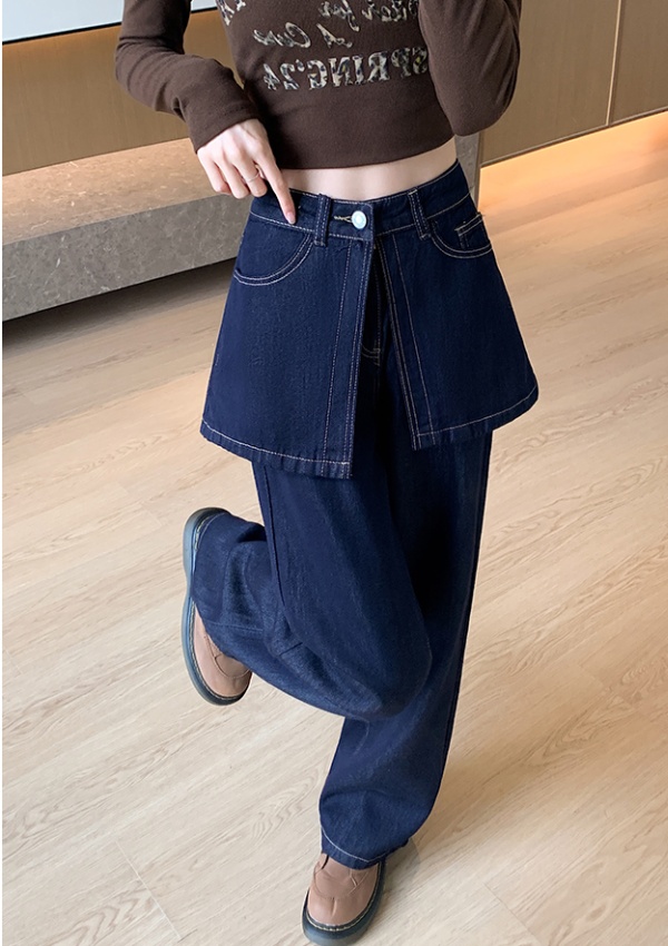 Retro micro speaker culottes Pseudo-two spring pants