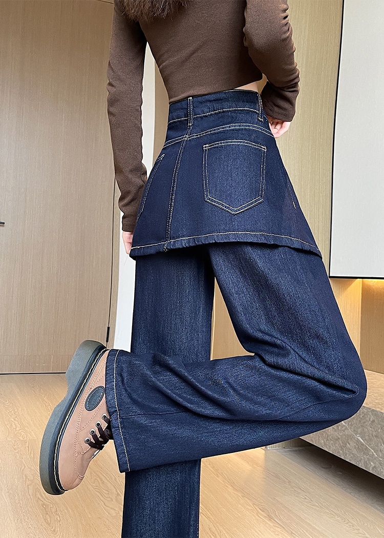 Retro micro speaker culottes Pseudo-two spring pants