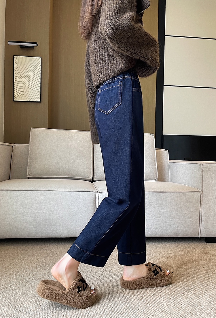 High waist spring straight pants slim Casual jeans for women