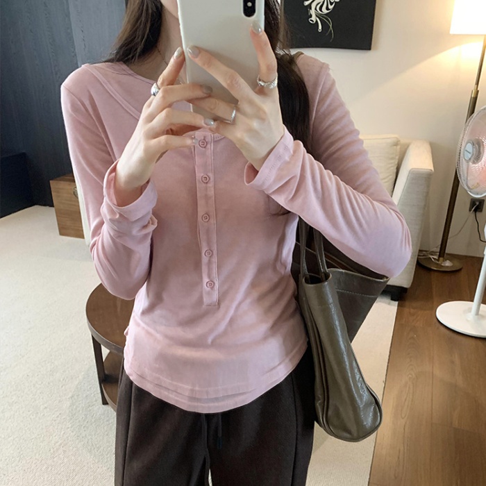 Long sleeve tops Pseudo-two bottoming shirt for women