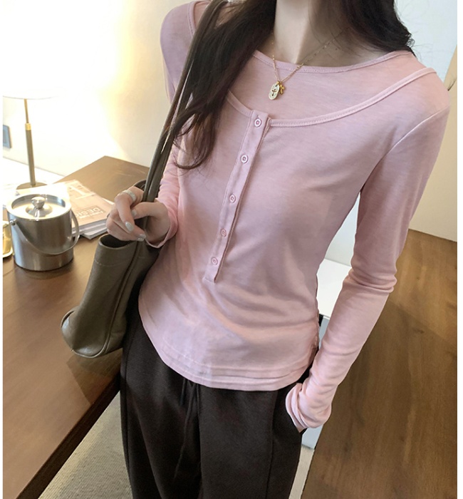 Long sleeve tops Pseudo-two bottoming shirt for women