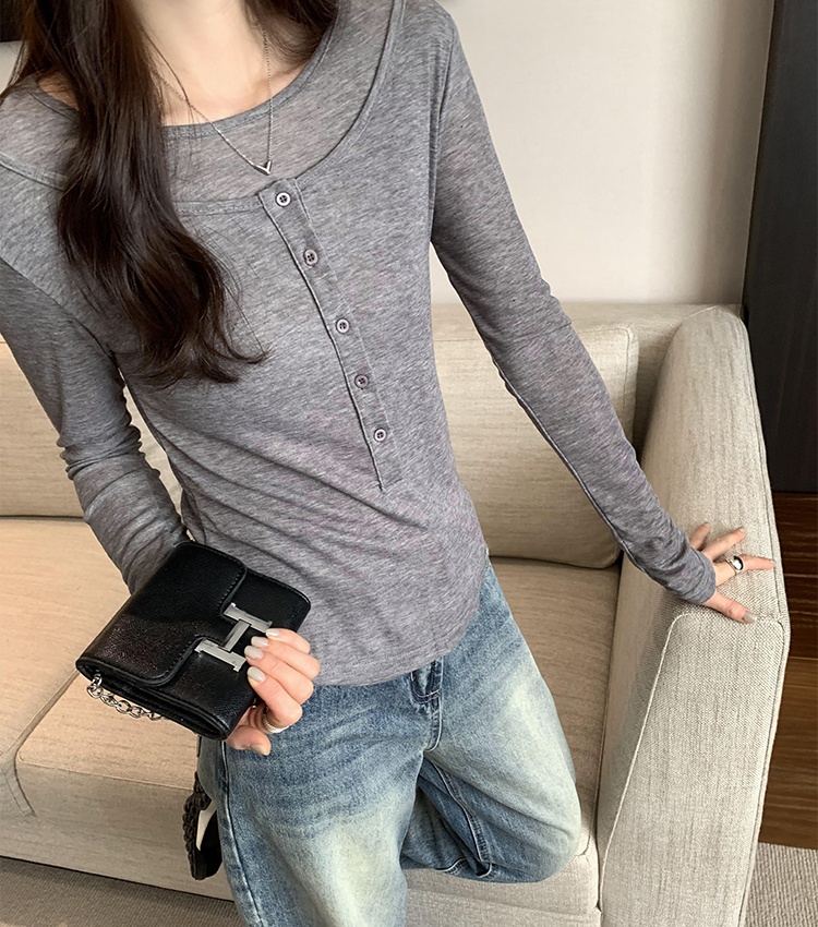 Long sleeve tops Pseudo-two bottoming shirt for women