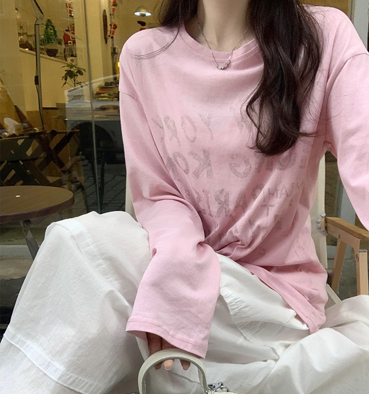 Long sleeve bottoming shirt white T-shirt for women