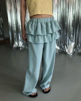 Spring and summer drape long pants small plaid casual pants