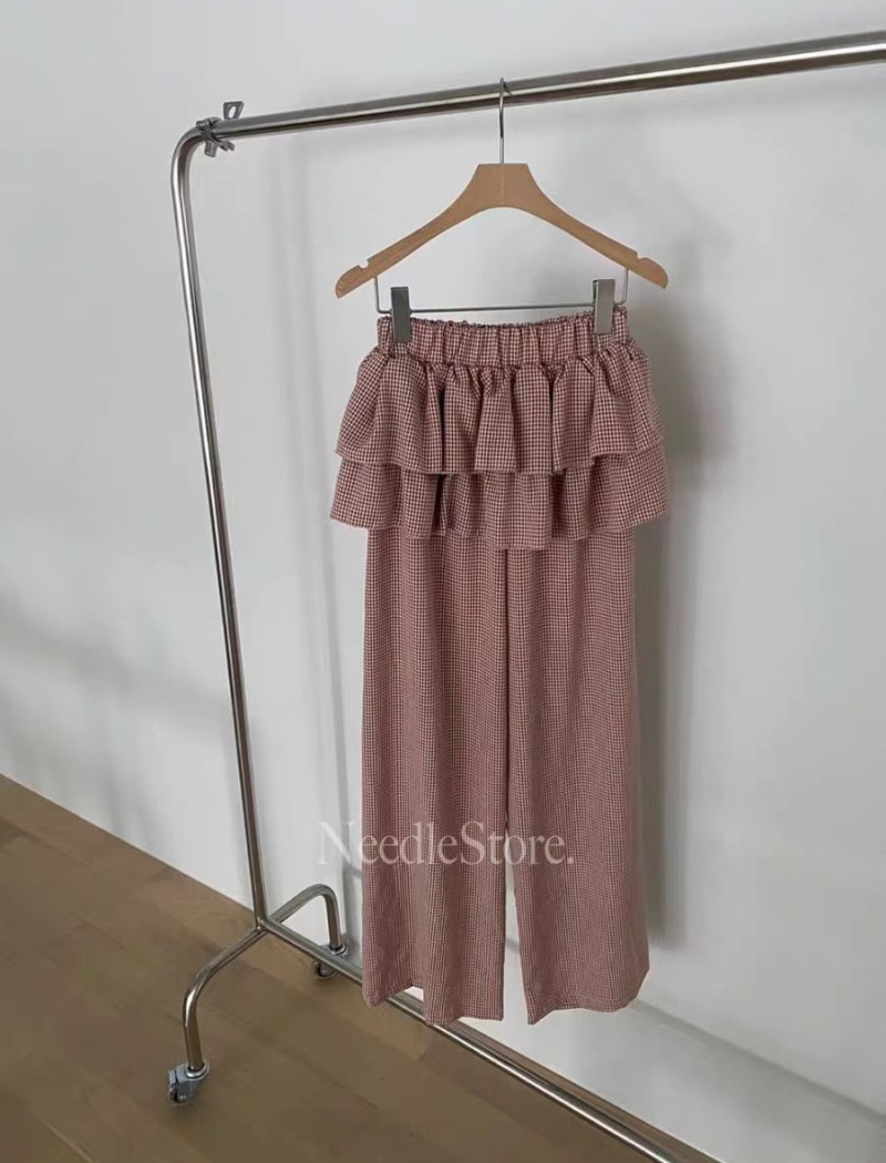 Spring and summer drape long pants small plaid casual pants