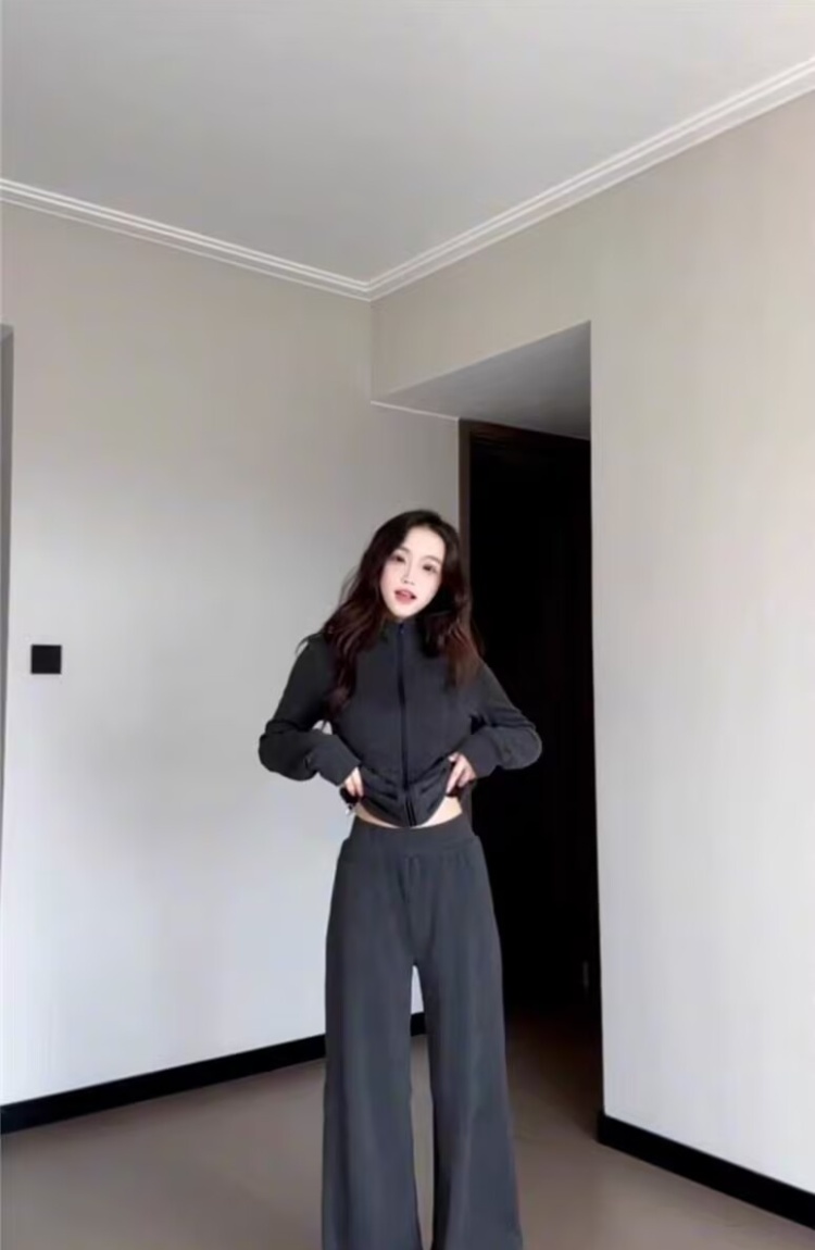 Autumn and winter jacket unique casual pants a set