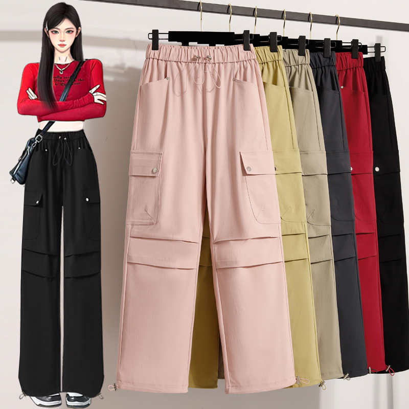 Slim wear casual pants wide leg straight work pants for women