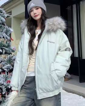 Autumn and winter coat fur collar cotton coat for women