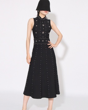 Spring slim sleeveless dress rhinestone dress for women