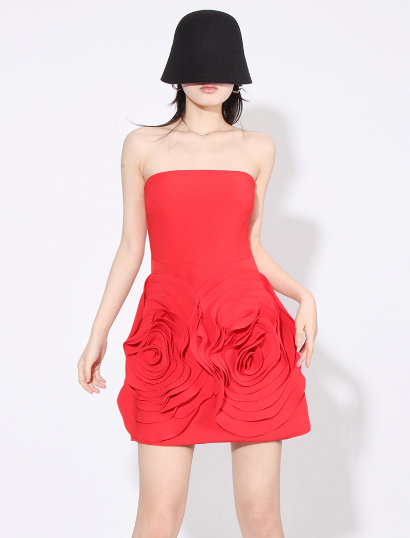 Horizontal collar wrapped chest enticement dress for women