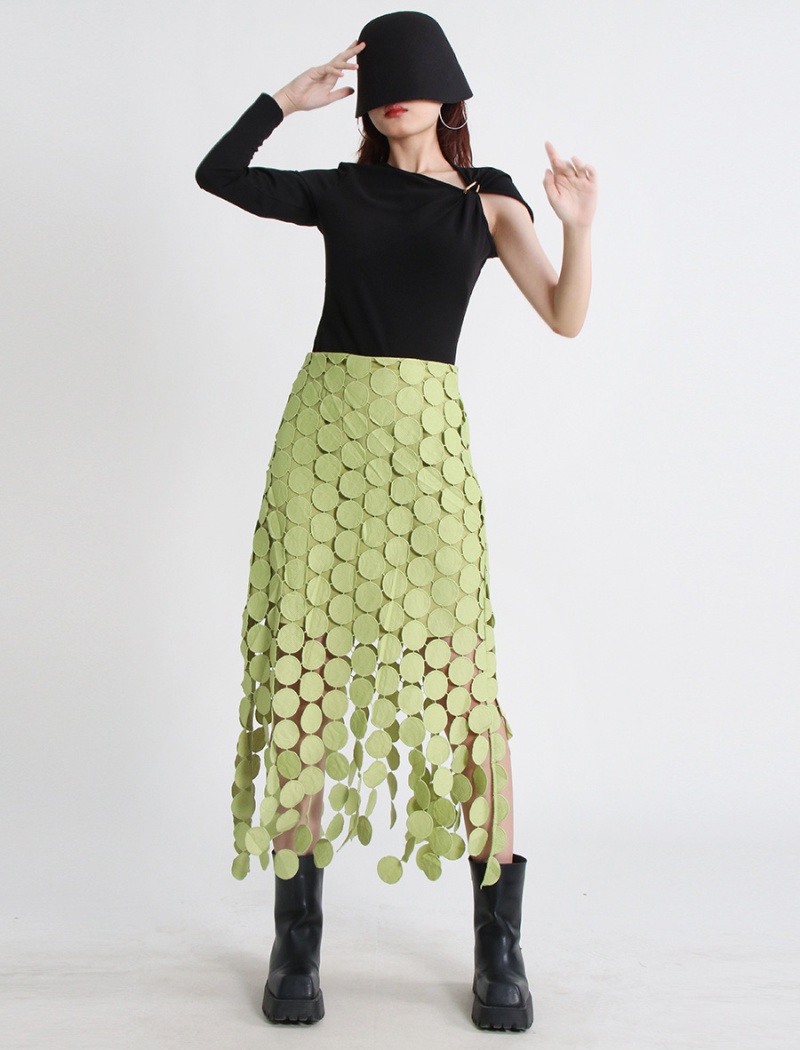 A-line autumn skirt pure embroidery long dress for women