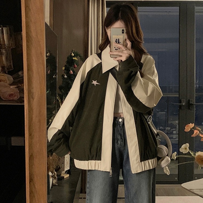 Short mixed colors jacket corduroy spring couple clothes