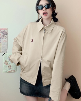 Lapel Casual spring short coat retro embroidery slim jacket