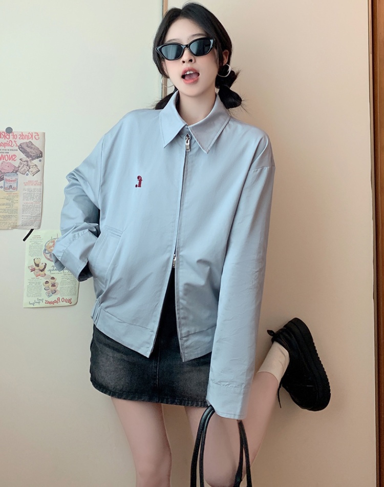 Lapel Casual spring short coat retro embroidery slim jacket