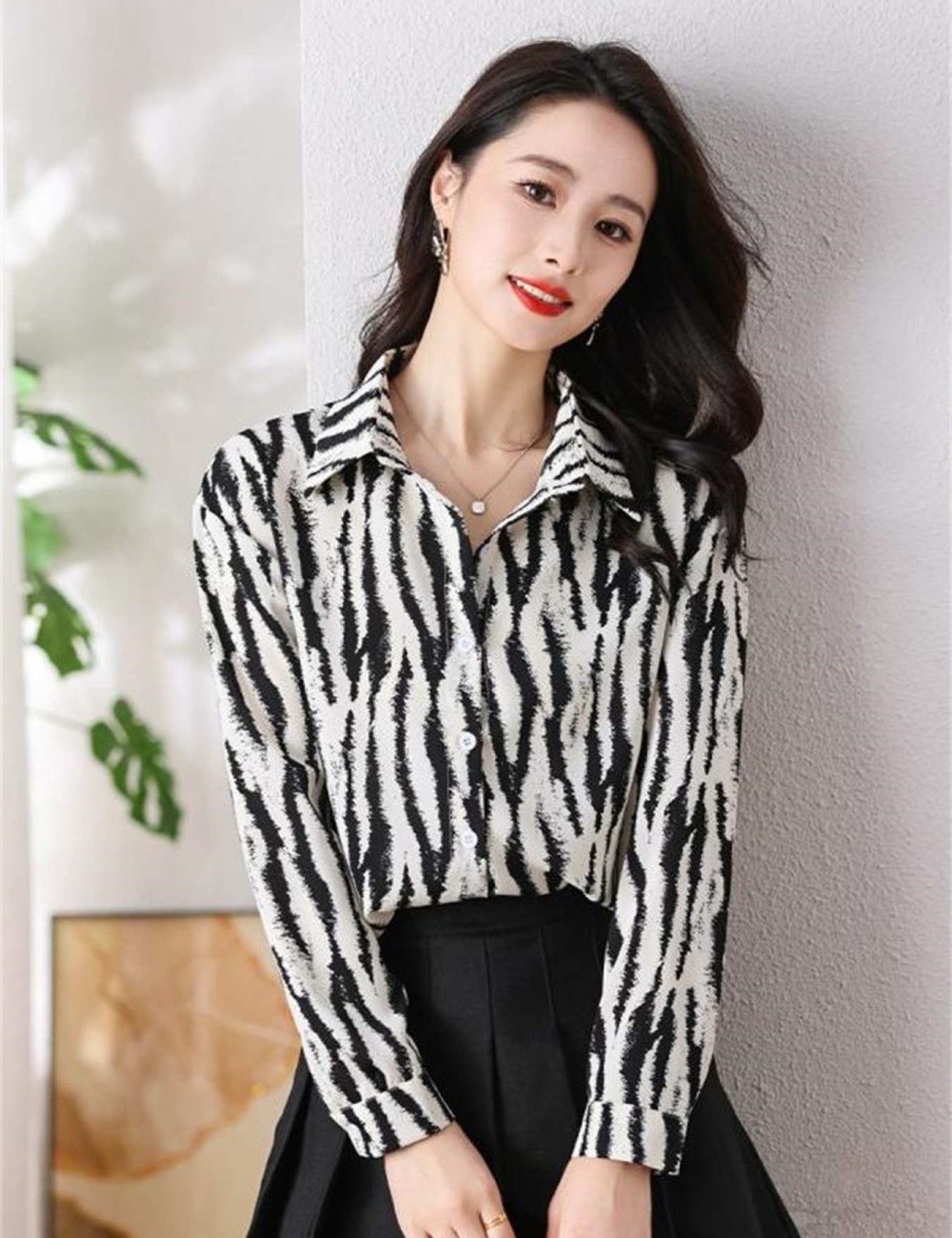 Western style show young tops spring zebra shirt