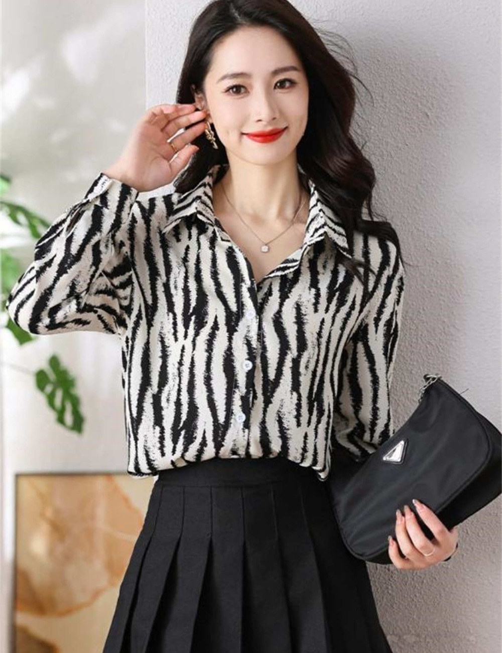 Western style show young tops spring zebra shirt